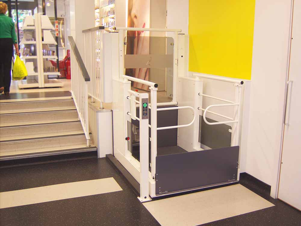 Wessex LR Low Rise Vertical Platform Lift In A Public Space